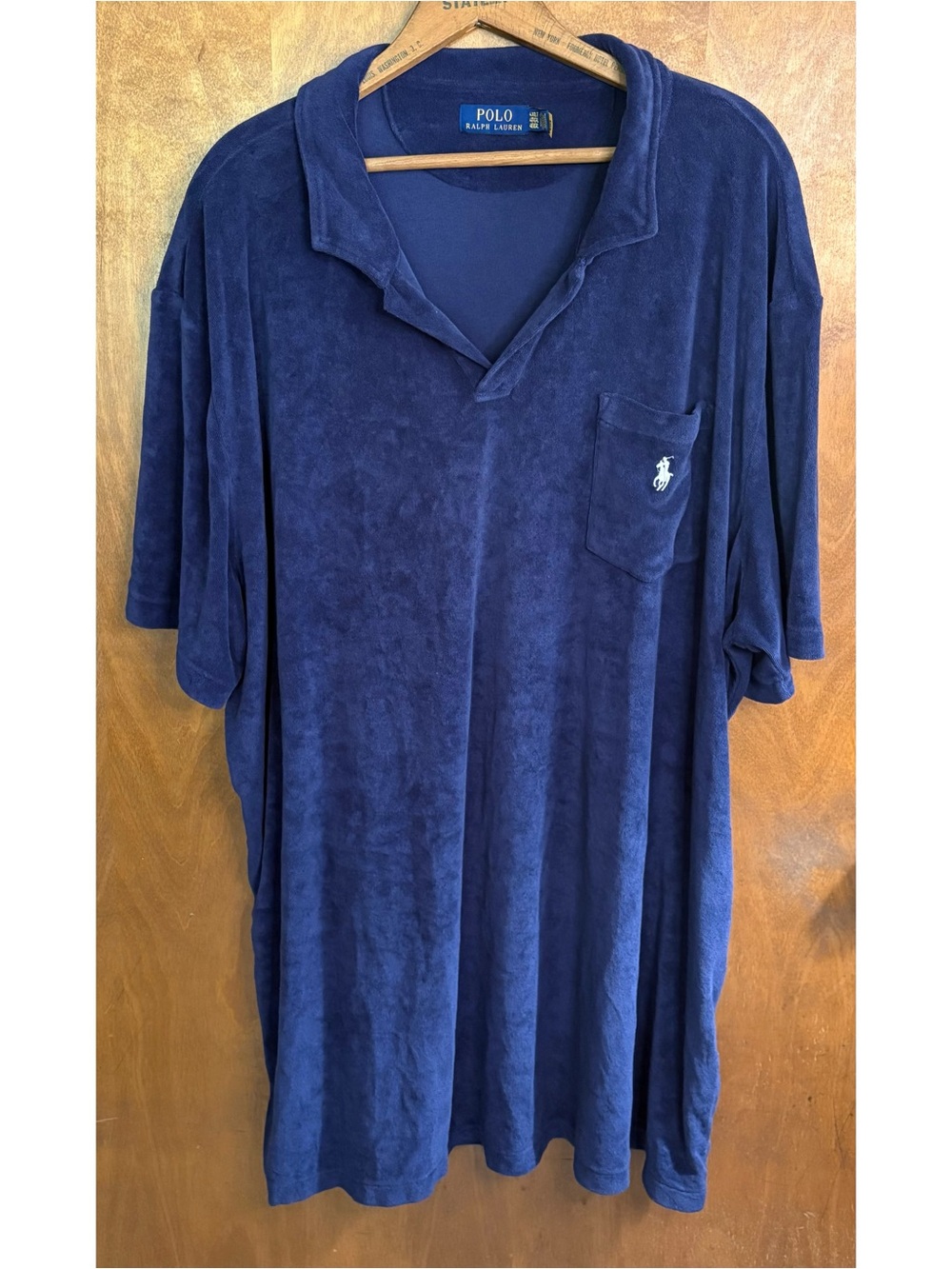 Polo Ralph Lauren Men's Terry Polo Shirt 4XL TALL Navy Blue Embroidered Logo